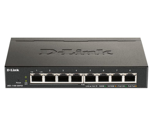 D-Link DGS-1100-08PV2/E 8-Port Gigabit PoE Managed Network Switch