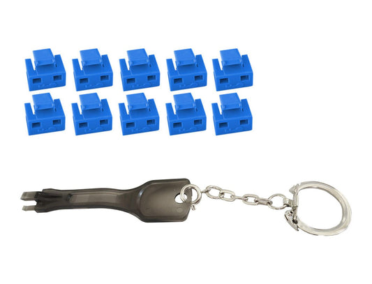 Microconnect MC-RJ45PORTBLOCK-B RJ-45 Port Blocker Key Set – 10 Pack, Black/Blue, Secure Network Lock