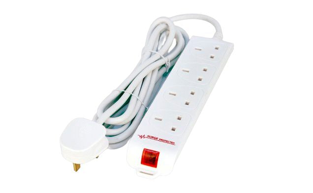 MicroConnect MC-UKSURGESTRIP4-5M 4-Way Surge Protected Power Strip 5m Cable White