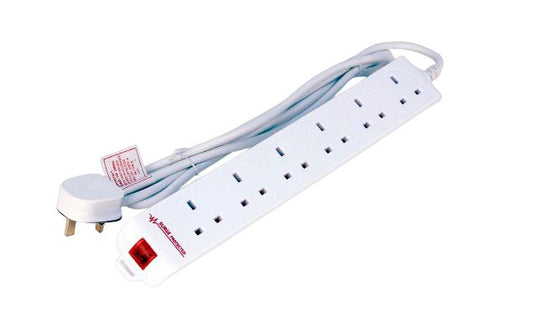 MicroConnect MC-UKSURGESTRIP6-5M 6-Way Surge Protected Power Strip 5m White