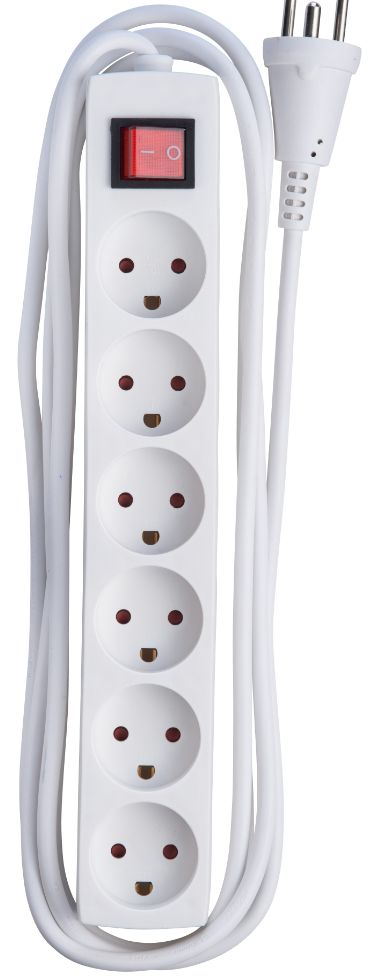 MicroConnect MC-GRU0630DK Power Strip 3m 6 AC Outlets Type K White