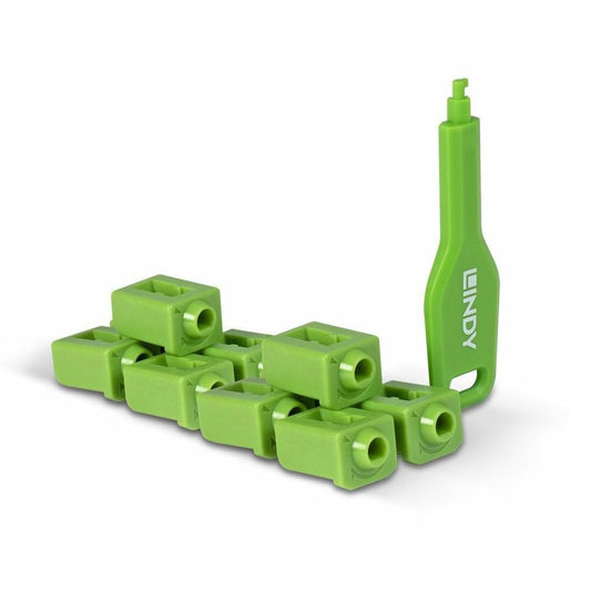 Lindy 47912 SFP Port Blockers – Green (10 Pack) with Key – CE RoHS Certified