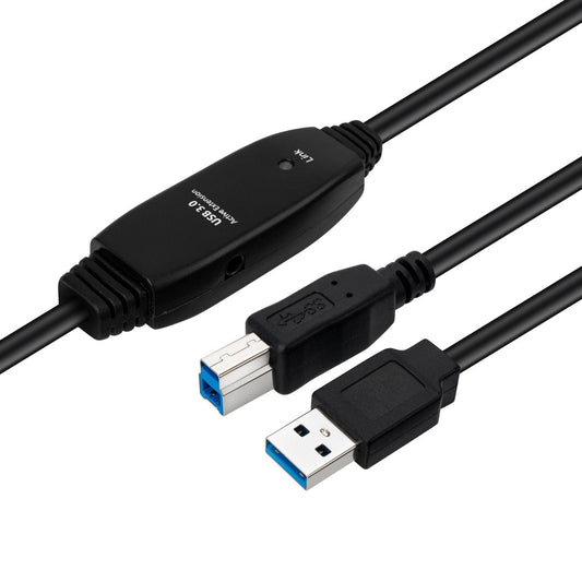 MicroConnect USB3.0AB7B USB 3.2 Gen 1 A-B Active Cable 7m – Black, 5Gbps