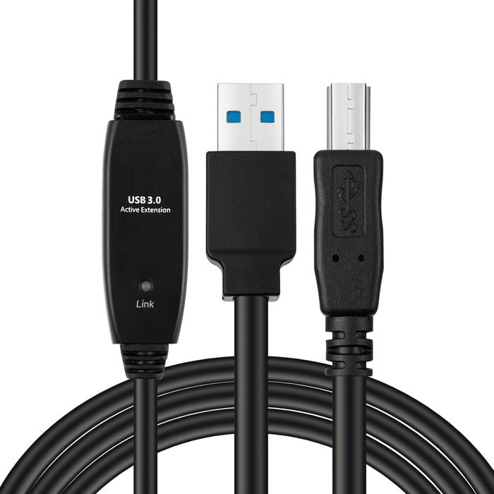 MicroConnect USB3.0AB7B USB 3.2 Gen 1 A-B Active Cable 7m – Black, 5Gbps