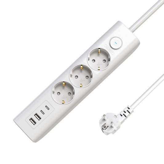 MicroConnect MC-GRU00315WS-USB 3-Way Schuko Power Strip with USB, 1.5m, White