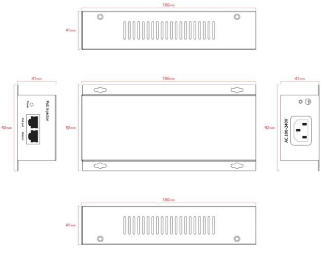 Ernitec ELECTRA-POE-10GB-90W 10G 90W PoE Injector – Metal IP20