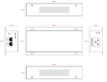 Ernitec ELECTRA-POE-10GB-90W 10G 90W PoE Injector – Metal IP20