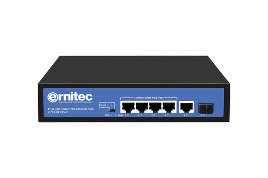 Ernitec ELECTRA-U04-1GB-60W Network Switch – 4-Port PoE 1Gbps Unmanaged