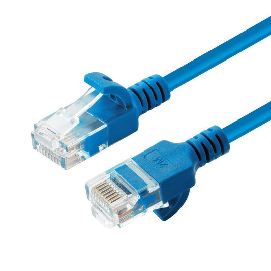 Microconnect Cat6a U/UTP Slim Network Cable 4m Blue – LSZH, Gold-Plated, PoE++
