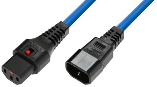 MicroConnect MC-C13C14LOCK-2.5MB Powercord – C13 IEC Lock to C14 Blue 2.5m