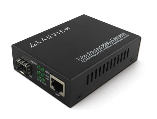 Lanview LVN-MED-SFP-1000BASE-X Network Media Converter – 1-Port 10/100/1000X SFP to 1-Port 10/100/1000T