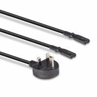 Lindy 30372 Power Cable – 2.5m UK 3 Pin Plug to 2 x IEC C7 Splitter, Black