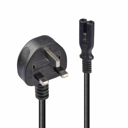 Lindy 30444 Power Cable – 2m UK 3 Pin Plug to IEC C7, Black