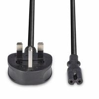 Lindy 30444 Power Cable – 2m UK 3 Pin Plug to IEC C7, Black