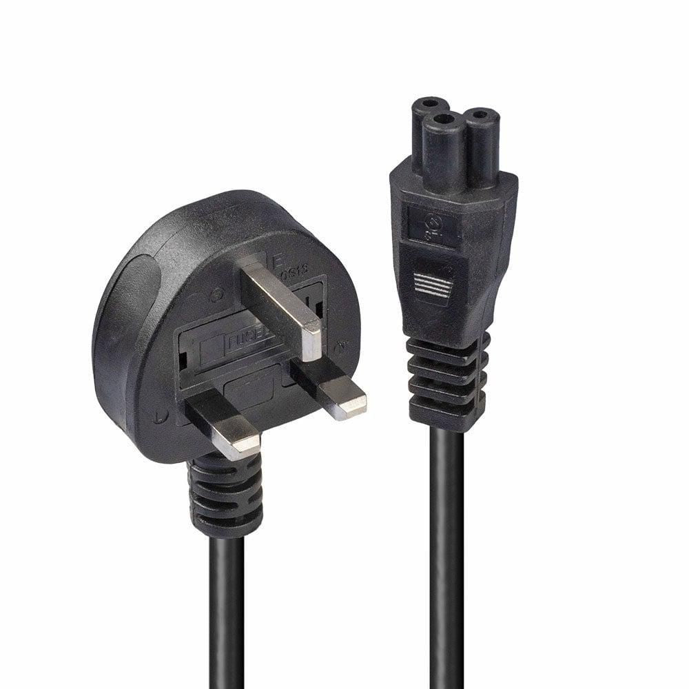 Lindy 30461 3m UK 3 Pin to C5 Mains Cable – Lead-Free Power Lead, 3A Fuse