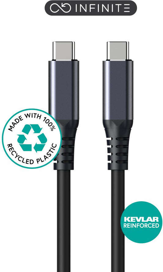 eSTUFF ES604175 INFINITE Super Soft USB-C Cable – USB4 Gen2x2, 1m, 100W, 20Gbps, 8K/60Hz, PVC-Free