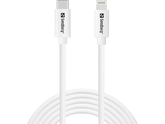 Sandberg 136-59 USB-C PD to Lightning Cable, 2m – MFi Certified, White