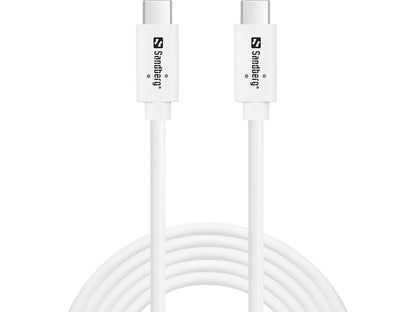 Sandberg 136-54 USB-C to USB-C Cable 2m – 100W 10Gbps USB 3.2 Gen 2 White