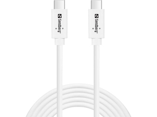 Sandberg 136-54 USB-C to USB-C Cable 2m – 100W 10Gbps USB 3.2 Gen 2 White