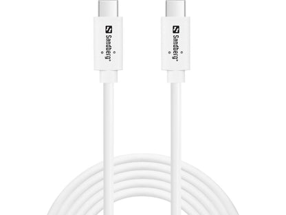 Sandberg 136-54 USB-C to USB-C Cable 2m – 100W 10Gbps USB 3.2 Gen 2 White