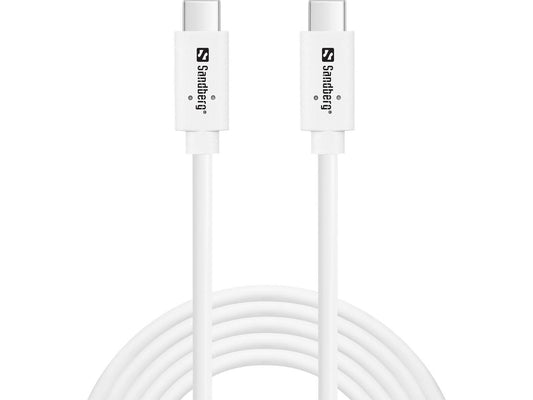 Sandberg 136-54 USB-C to USB-C Cable 2m – 100W 10Gbps USB 3.2 Gen 2 White