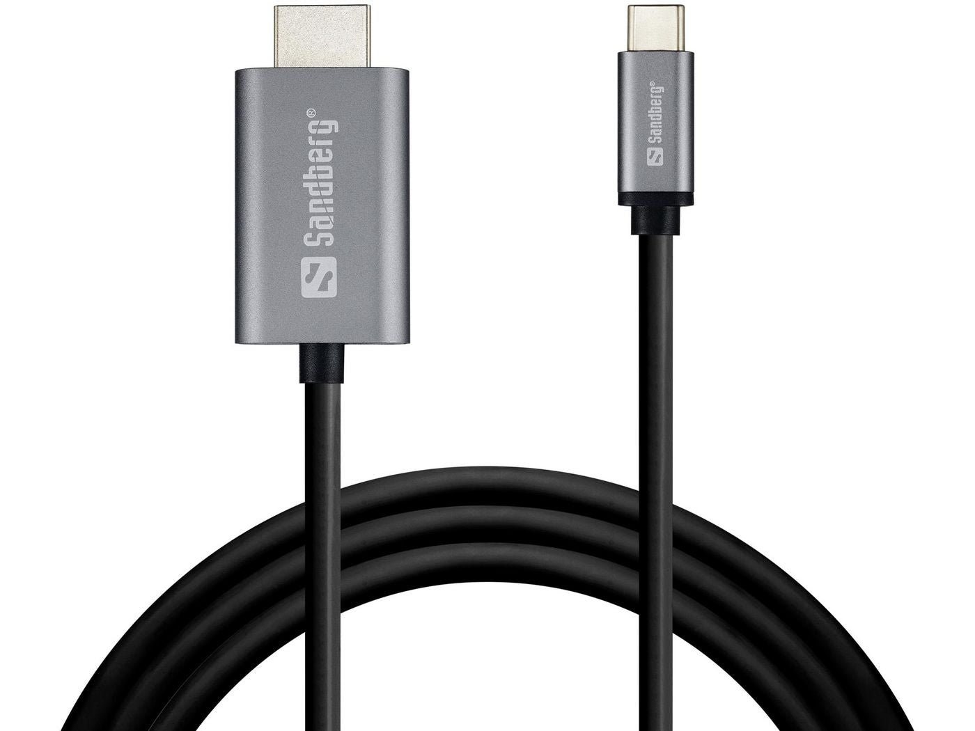 Sandberg 136-21 USB-C to HDMI Cable 2M – 4K Ultra HD, Silver, HDCP, 3D