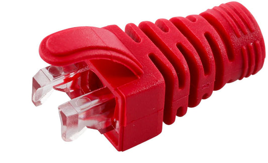 MicroConnect CONB65R Strain Relief Boot Red 6.5mm – 100 Pack for Cat5e Cat6 Cat6A Cables