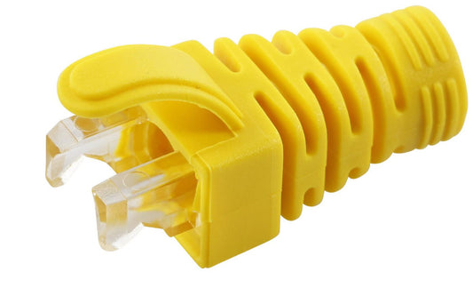 MicroConnect CONB65Y Strain Relief Boot Yellow 6.5mm – 100 Pack for Cat5e Cat6 Cat6A Cables