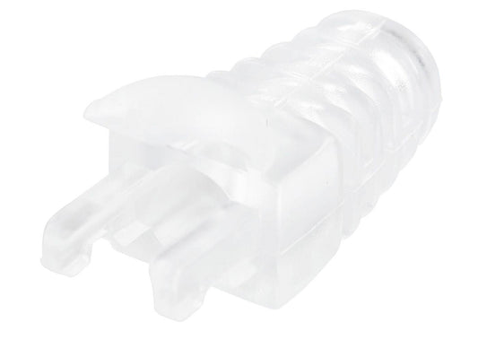 MicroConnect CONB65T Transparent Strain Relief Boot – 100 Pack, 6.5mm for Cat5e/Cat6/Cat6A