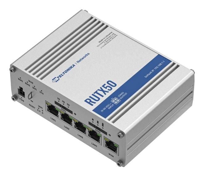 Teltonika Networks RUTX50000100 Industrial 5G Router – Dual SIM, Wi-Fi, 5x Gigabit