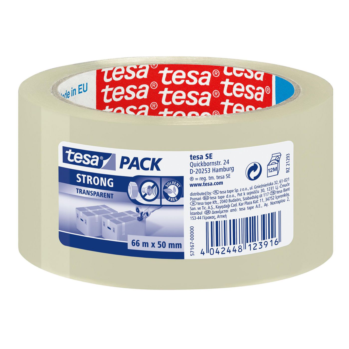Tesa 57167-00000-07 Tape – 66m x 50mm Transparent Polypropylene UV Resistant