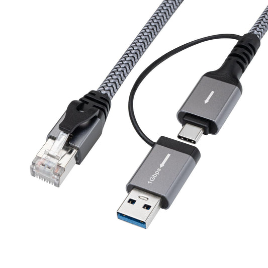 MicroConnect CAT6 RJ45 FTP to USB A-C Adapter Cable – 5m High-Speed Network Cable