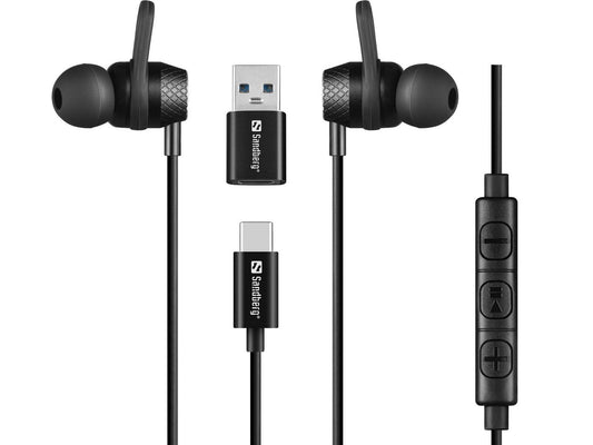 Sandberg 126-50 USB-C/A In-Earset – Wired Binaural Headset with Microphone