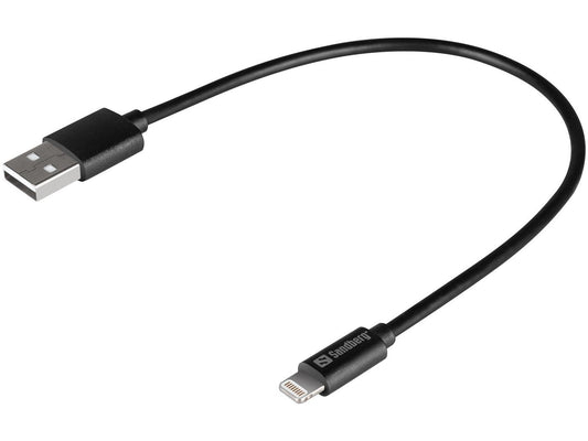 Sandberg 441-40 USB Lightning Cable 0.2m Black – MFI Certified, USB A to Lightning