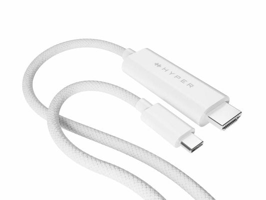 Hyper HyperDrive HD6007WHGL USB-C to HDMI 4K60Hz Cable – 2.5m White | Ultra HD, Durable Braided