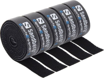 Sandberg 520-33 Cable Velcro Strap 5-Pack – Black, 1000mm, Hook & Loop, RoHS Certified