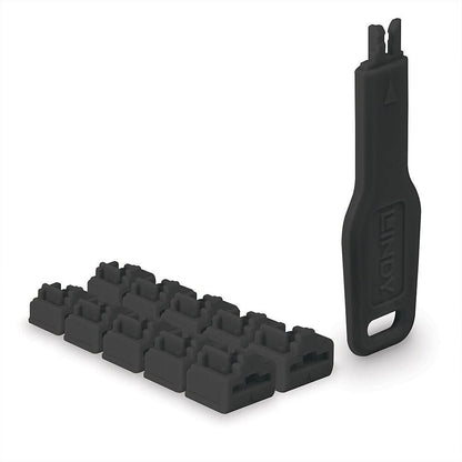 Lindy 47891 Port Blockers – RJ45 Black 10-Pack with Key