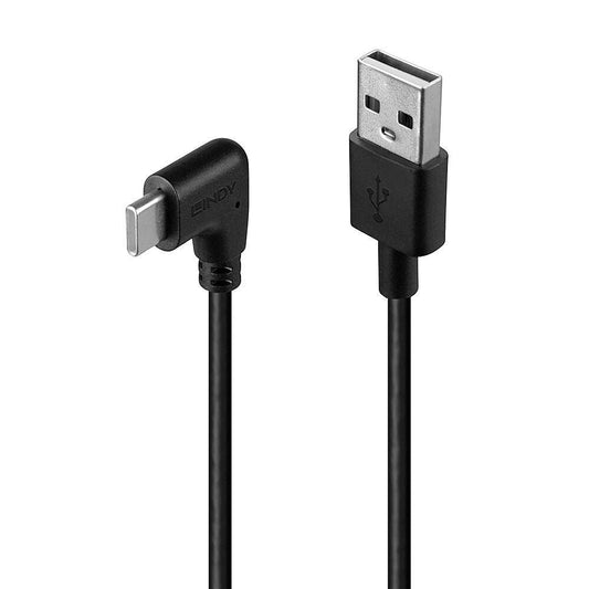Lindy 32000 USB Cable USB 2.0 Type A to C 0.5m 90° Angled Black