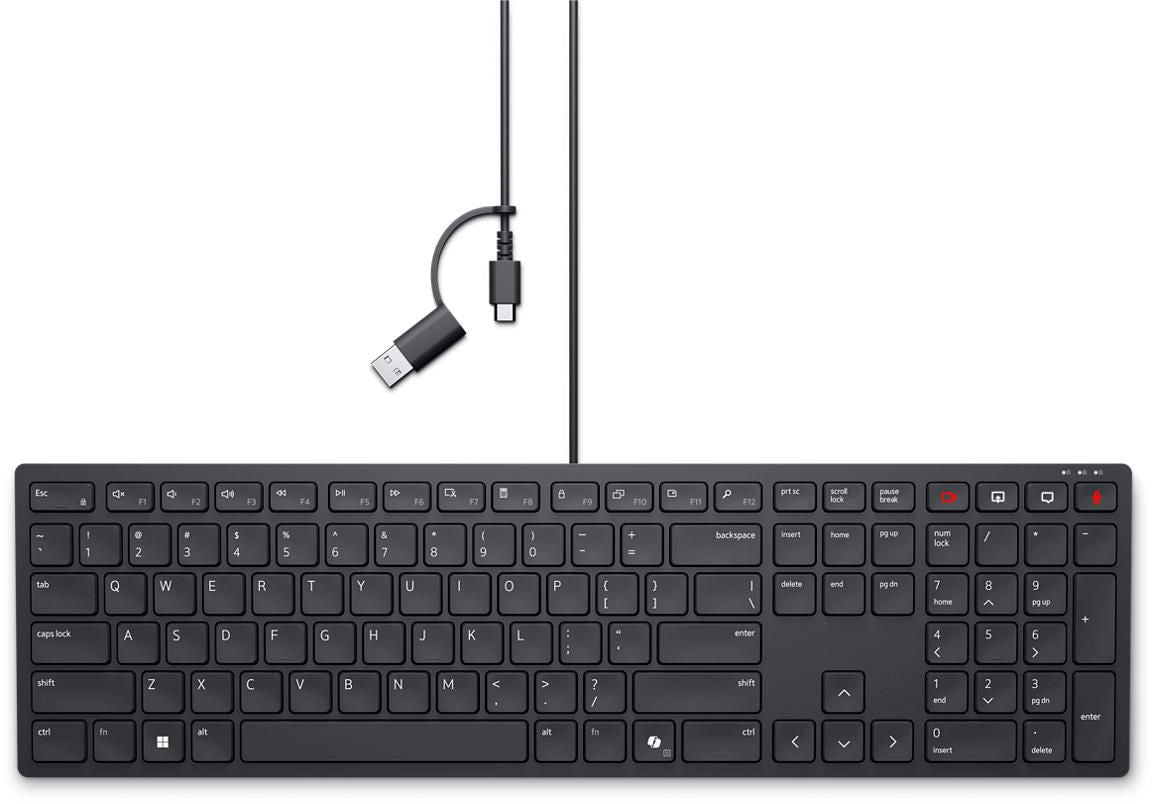 Dell 580-BBSX Pro Wired Collaboration Keyboard KB525C US International QWERTY
