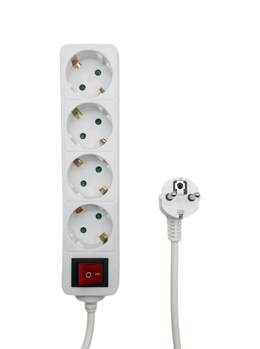 MicroConnect MC-GRU0045WS Power Strip – 4-Way Type F, 5m, On/Off Switch, White