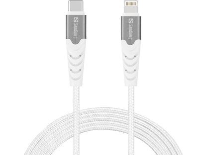 Sandberg 136-48 USB-C PD to Lightning MFI 2m Braided Fast Charging Cable – White