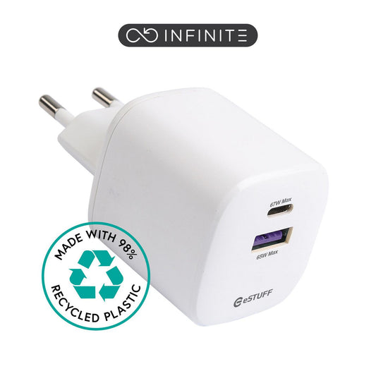 eSTUFF ES637065 USB-C Charger 67W PD GaN White Indoor