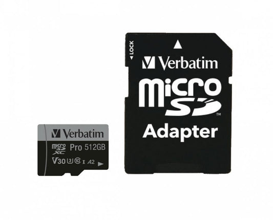 Verbatim 47046 MicroSDXC Card 512GB – UHS-I U3 V30 A2 100MB/s