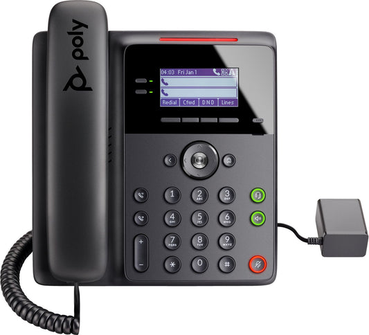 Poly 2200-49825-025 Edge B30 IP Phone – PoE, 4-Line, LCD, ENERGY STAR