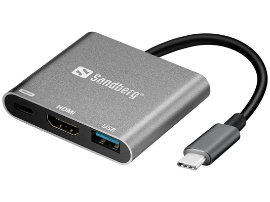 Sandberg 136-00 USB-C Mini Dock HDMI+USB Graphics Adapter Aluminium