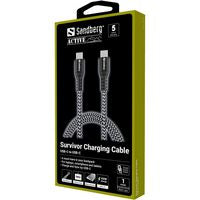 Sandberg 441-38 Survivor USB-C Cable 1M – 100W Kevlar Reinforced, Black/Grey