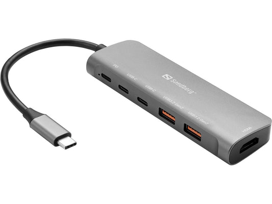 Sandberg 136-65 USB-C Dock HDMI + 2xUSB-A + 2xUSB-C + PD100W Aluminium
