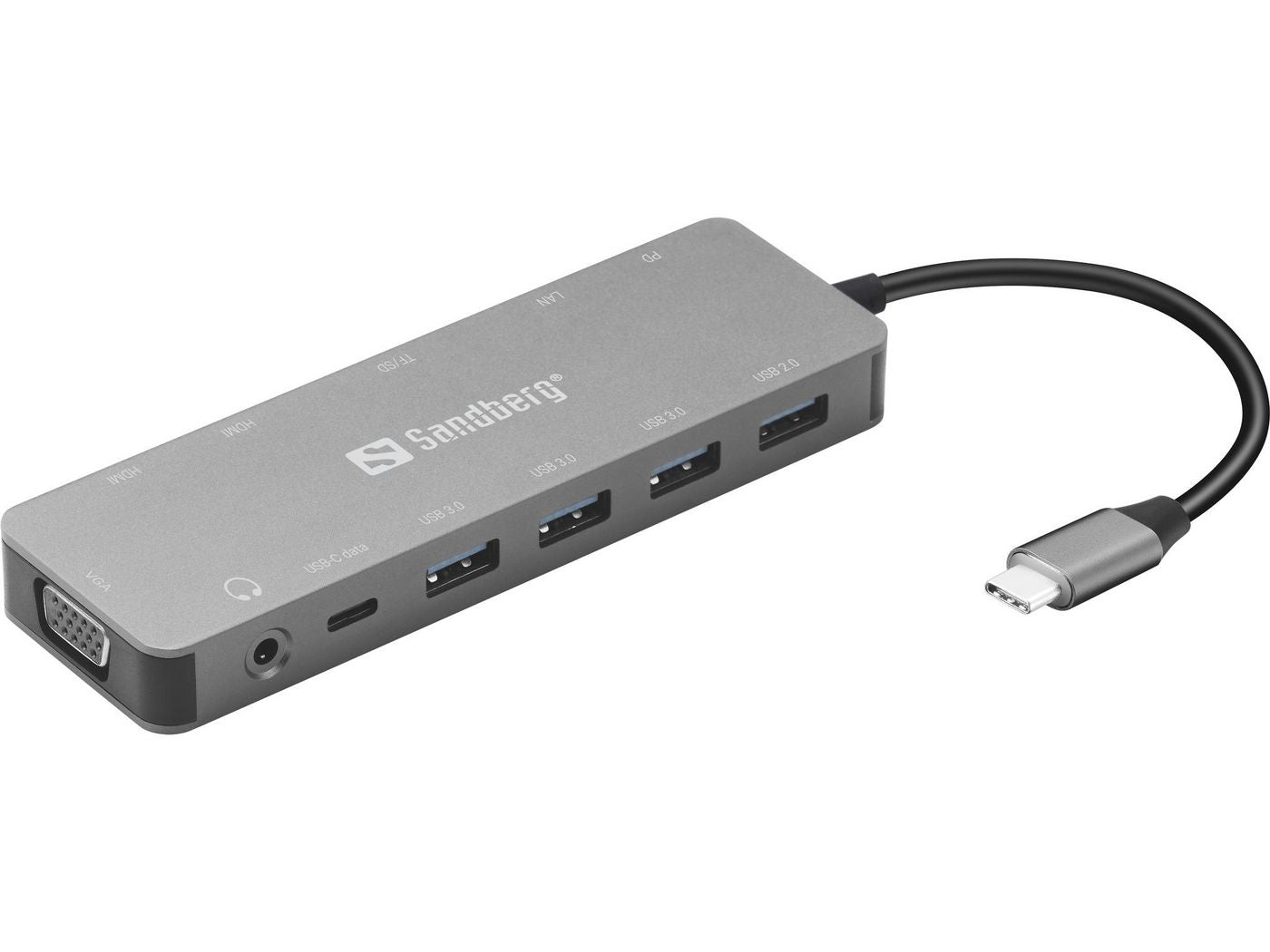 Sandberg 136-45 USB-C 13-in-1 Travel Dock Multiport Hub Aluminium