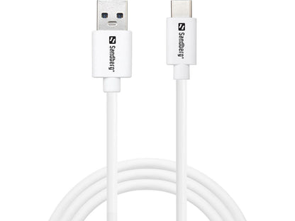 Sandberg 136-15 USB-C 3.1 to USB-A 3.0 Cable 1m – High-Speed White Data Lead