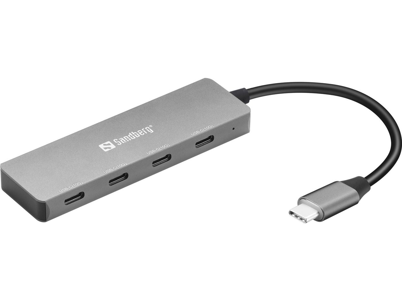 Sandberg 136-41 USB-C to 4-Port USB-C Hub – Aluminium, 10Gbps, Grey